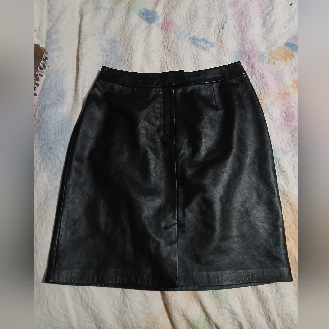 Alfani Black Leather (Above)Knee-Length Pencil Skirt. Sz.10